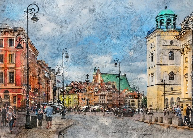 Warschau aquarel kunst #warsaw van JBJart Justyna Jaszke