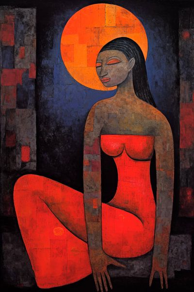 Frau im roten Kleid von Carla van Zomeren