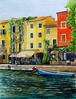 Lazise Fischereihafen | Gardasee Italien | Aquarellmalerei