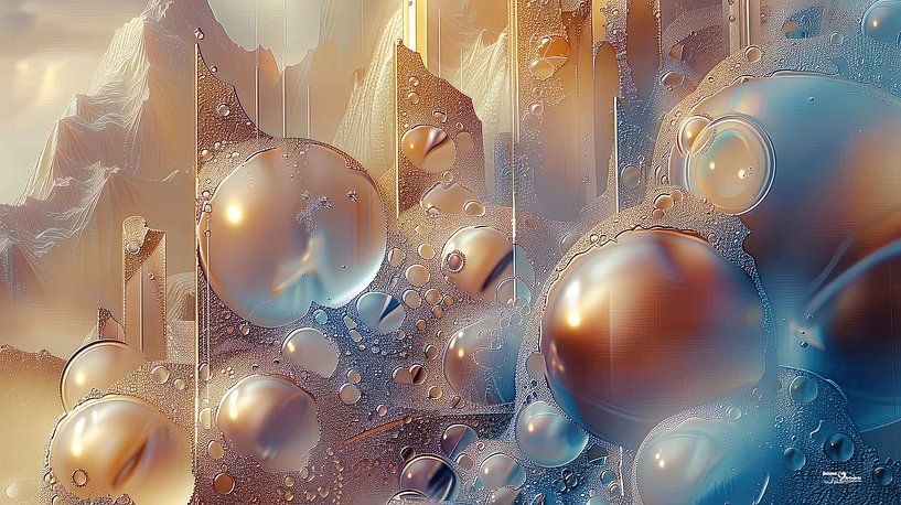 magical shapes in blue-gold-silver-pink by Gelissen Artworks