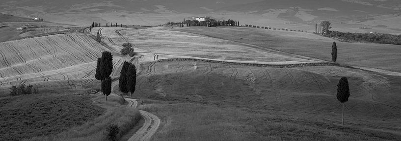 Monochrome Toskana im Format 6x17, Agriturismo A Terrapille von Teun Ruijters