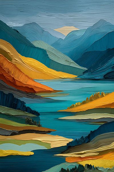 Lac de montagne en pastel par Wandpracht