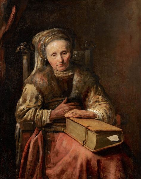 Alte Frau mit einem Buch, Karel van der Pluym von Meisterhafte Meister