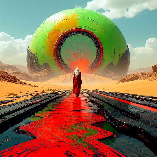 Surrealistische eenzame portaalgang van A.D. Digital ART