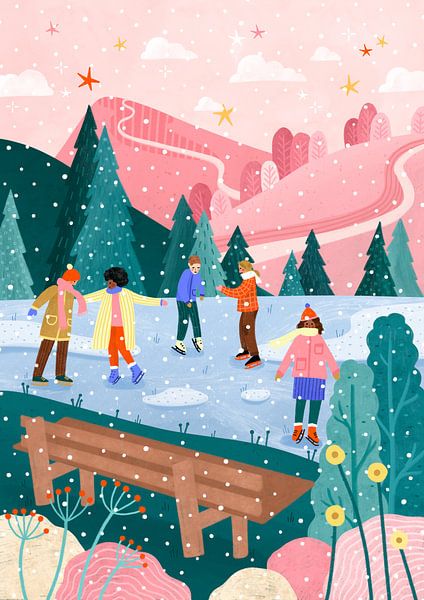 Menschen beim Schlittschuhlaufen von Bea Müller