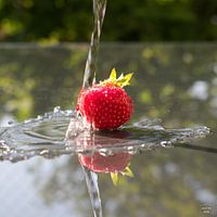 strawberry under water