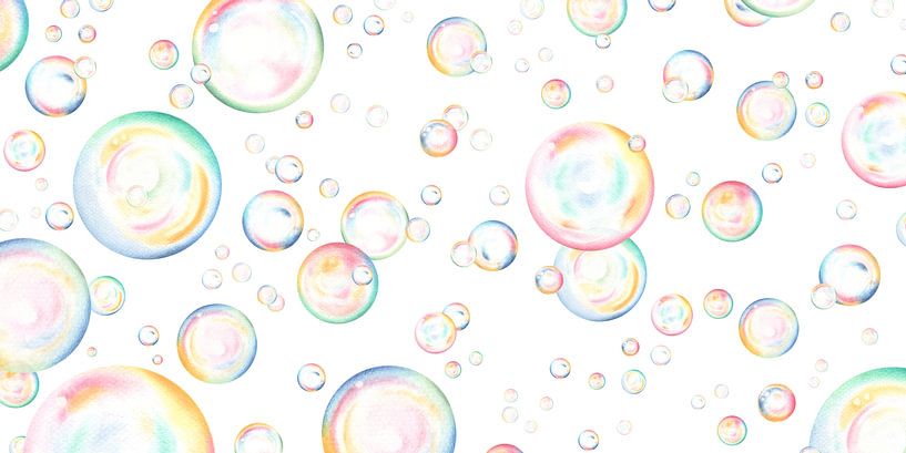 Floating soap bubbles in pencil &amp; pastel by Sorcia Gelauff-Madge