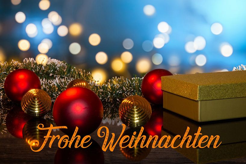 Christmas card with Christmas greetings and Christmas decoration by Udo Herrmann