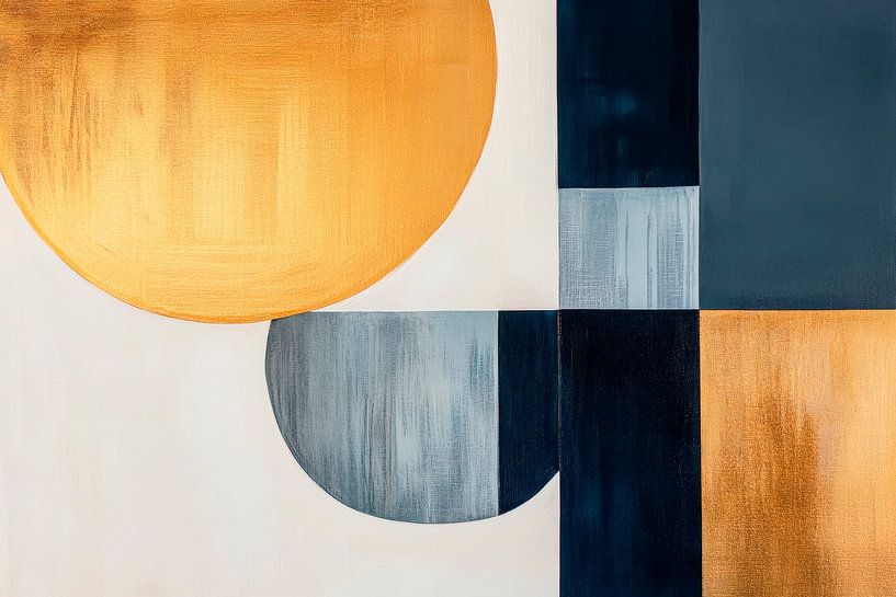 Geometrische Harmonie in Gold und Blau von Poster Art Shop