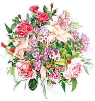Bouquet de roses par Eke van Mansvelt Aquarelle