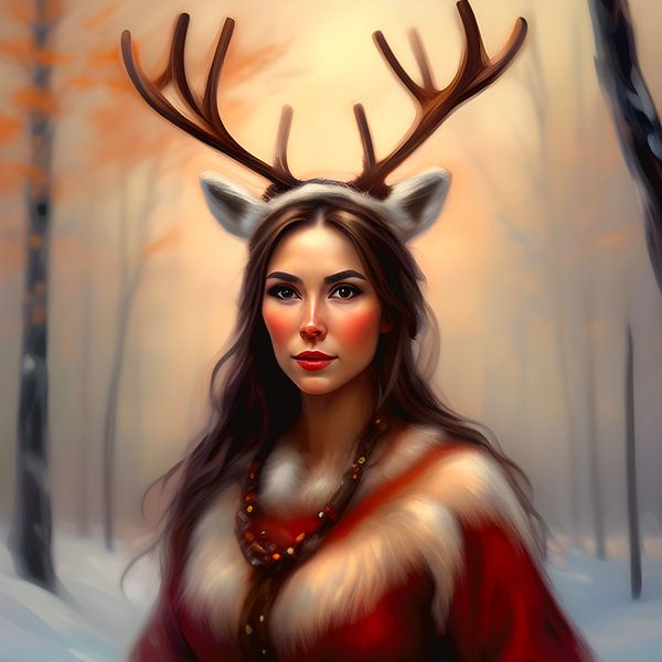 Schneefee mit Geweih von The Art Kroep