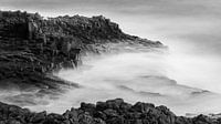 Volcanic coast of Gran Canaria in black and white