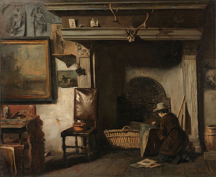 The studio of the Haarlem painter Pieter Frederik van Os, Anton Mauve by Masterful Masters