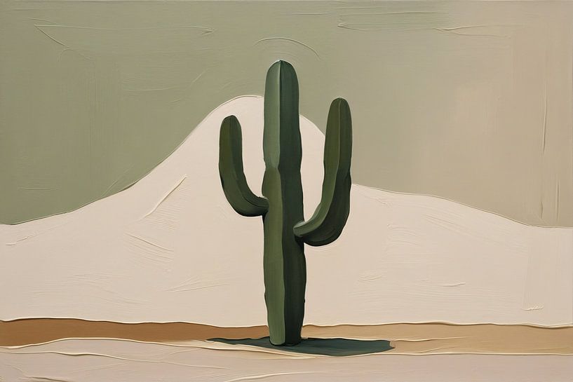Abstracte cactus in woestijnlandschap van Art & Soul Creations