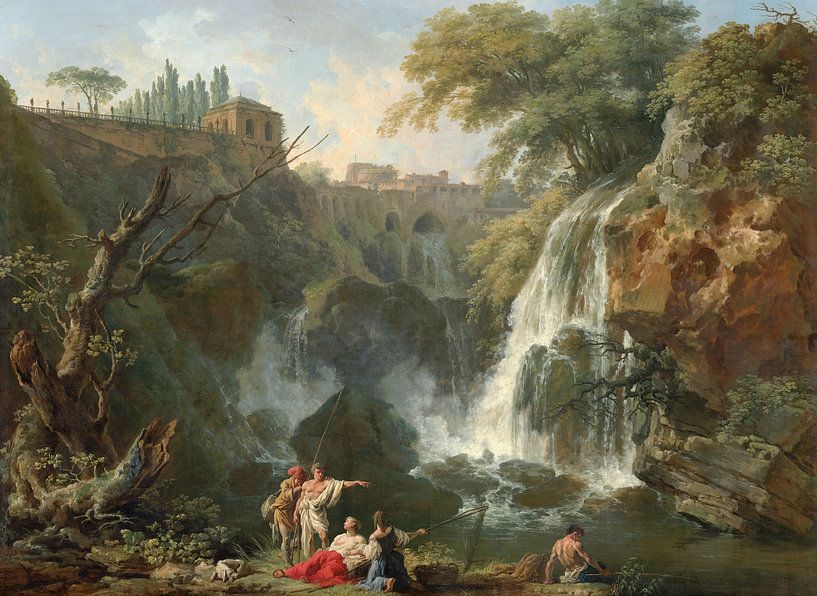 Claude Joseph Vernet,Les chutes d'eau de Tivoli, avec la villa de par finemasterpiece