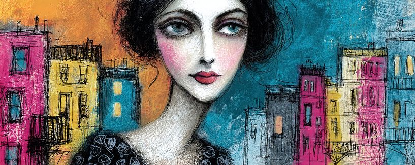 Frau Farbenfroh von Abstraktes Gemälde