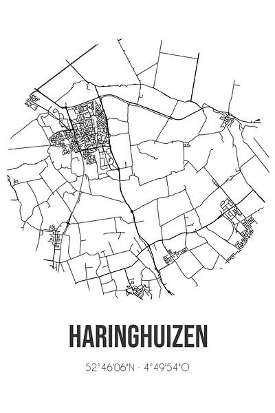 Haringhuizen (Noord-Holland) | Karte | Schwarz-Weiß von Ortsdrucke
