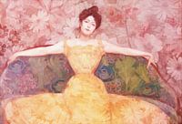 Dame in Gelb, umgeben von Blumen, nach dem Werk von Max Kurzweil II