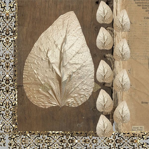 Blätter auf Holz Quadrat von Artmotifs Eve