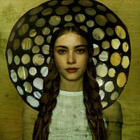 Popart Schönheit Mosaik Krone Gold