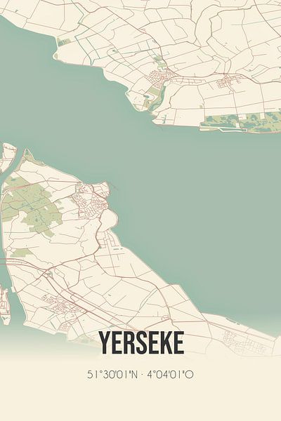 Alte Karte von Yerseke (Zeeland) von Ortsdrucke