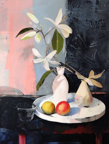 Modern still life of flowers and fruit by Studio Allee