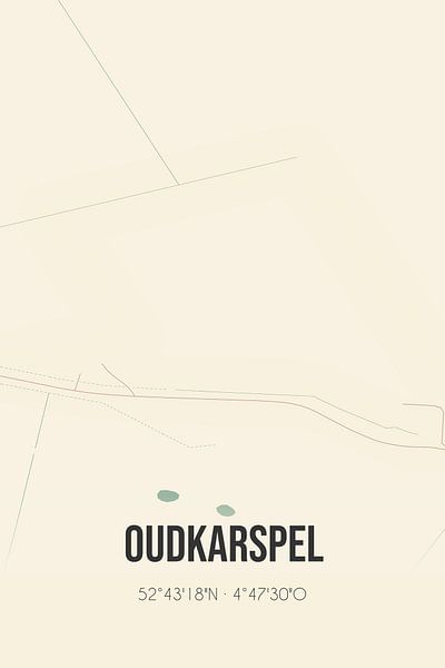 Vieille carte d'Oudkarspel (Hollande du Nord) par Affiches de lieux