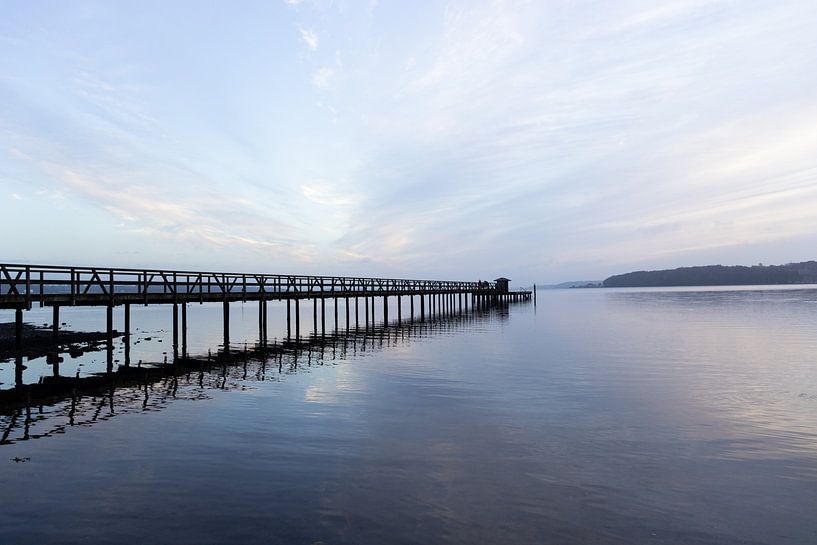 Sunrise at the beach overlooking Flensborg Fjord | Travel photography | Clouds | Reflection by Kelsey van den Bosch
