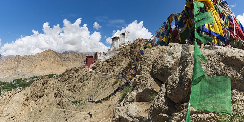 Drapeaux de prière au-dessus de Leh, Ladakh, Inde par Walter G. Allgöwer