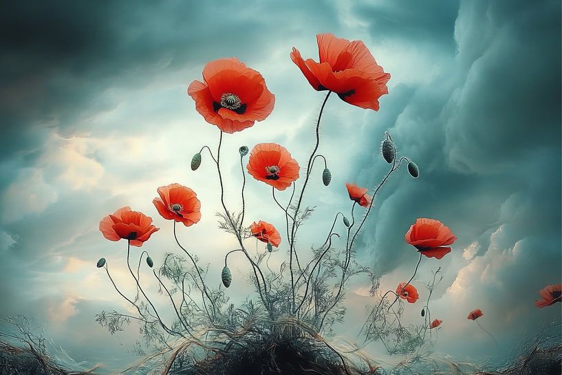 painting with poppies by Egon Zitter