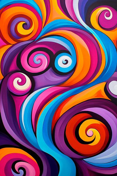 Coloured spirals and wave art by Poster Art Shop