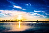 Terschelling bei Nacht mit der Brandaris , Sonnenuntergang