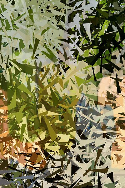 Abstract landschap in smaragdgroen, terra. Bamboe. van Dina Dankers