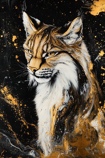 Oeuvre d'art abstraite sur le lynx doré par Imperial Art House