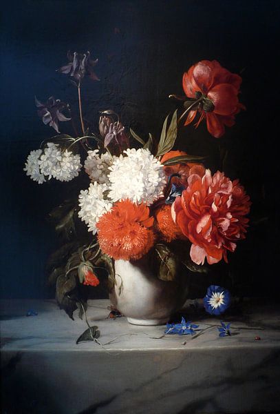 Flowers in a White Stone Vase, Dirck de Bray by Masterful Masters