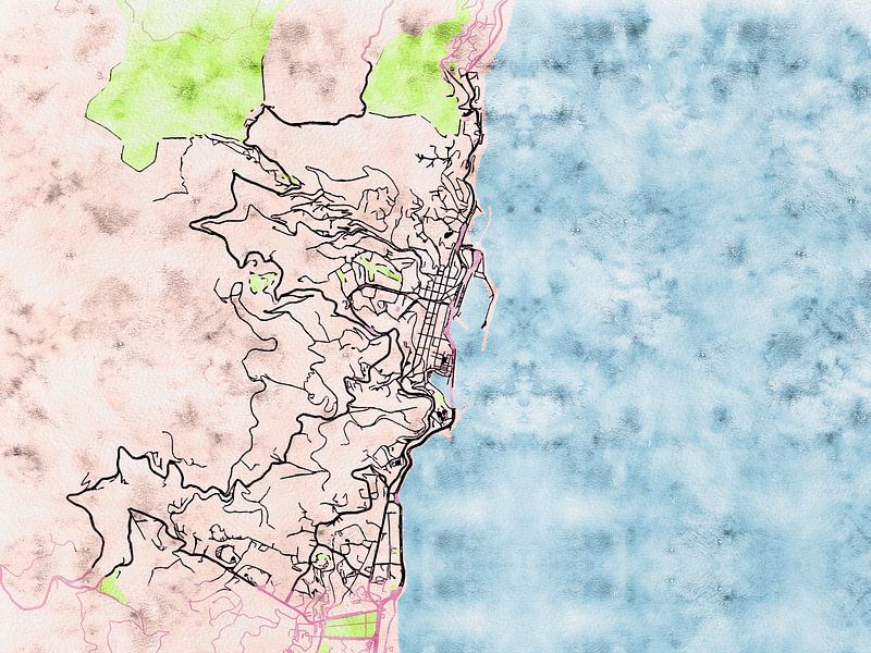 Kaart van Bastia in de stijl 'Soothing Spring' van Maporia