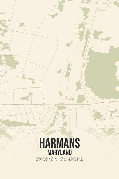 Alte Karte von Harmans (Maryland), USA. von Ortsdrucke