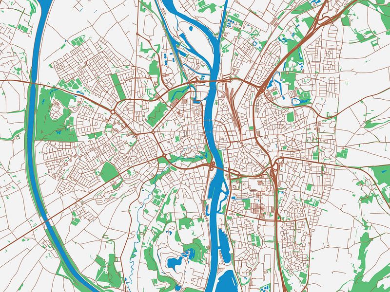 Karte von Maastricht im Stil von Urban Ivory von De Kaartenwinkel