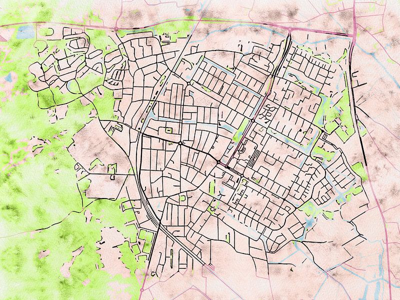Kaart van Castricum in de stijl 'Soothing Spring' van Maporia