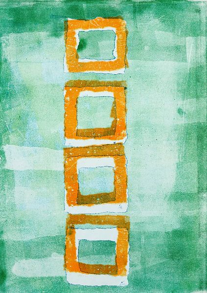 Vier orangefarbene Quadrate zum Ausdrucken - Japandi von Aribombari - Ariane Nijssen