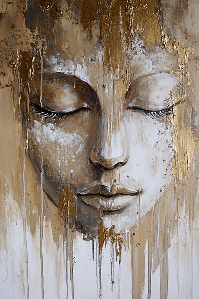 Buddha-Porträt mit goldenen Details von Imperial Art House