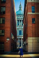 The street in front of St. Pauls Cathedral in London.