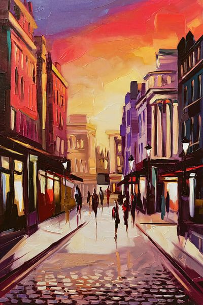 Stadtstraße bei Sonnenuntergang von Imperial Art House