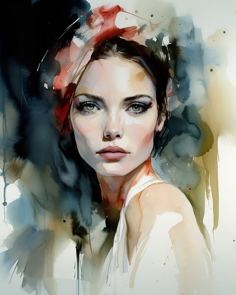 Modernes Porträt in Aquarell von Studio Allee