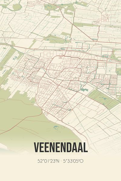 Alte Karte von Veenendaal (Utrecht) von Ortsdrucke