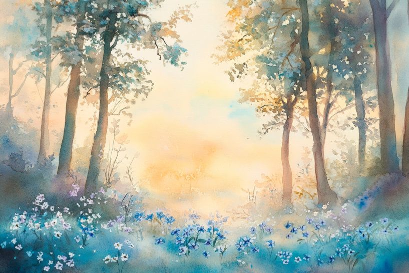 Märchenhafter Wald im Morgenlicht von Poster Art Shop