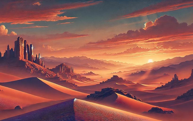 Vintage Chile, Atacama Desert Sunset Poster by Chromatic Fusion Studio