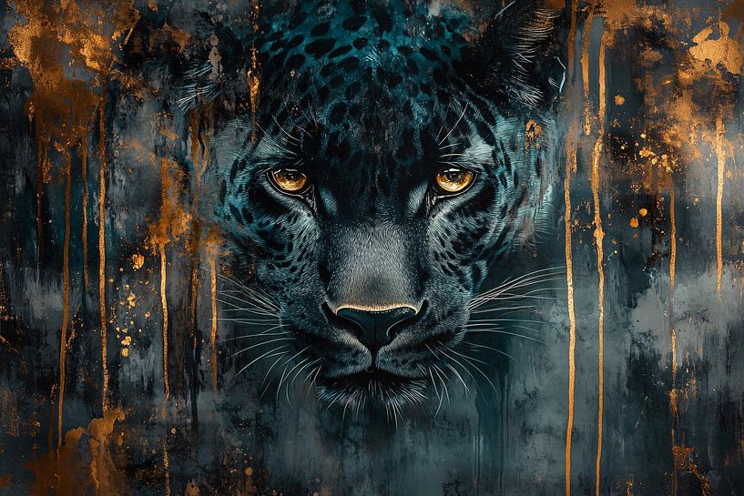 Panther portrait with gold details by Imperial Art House