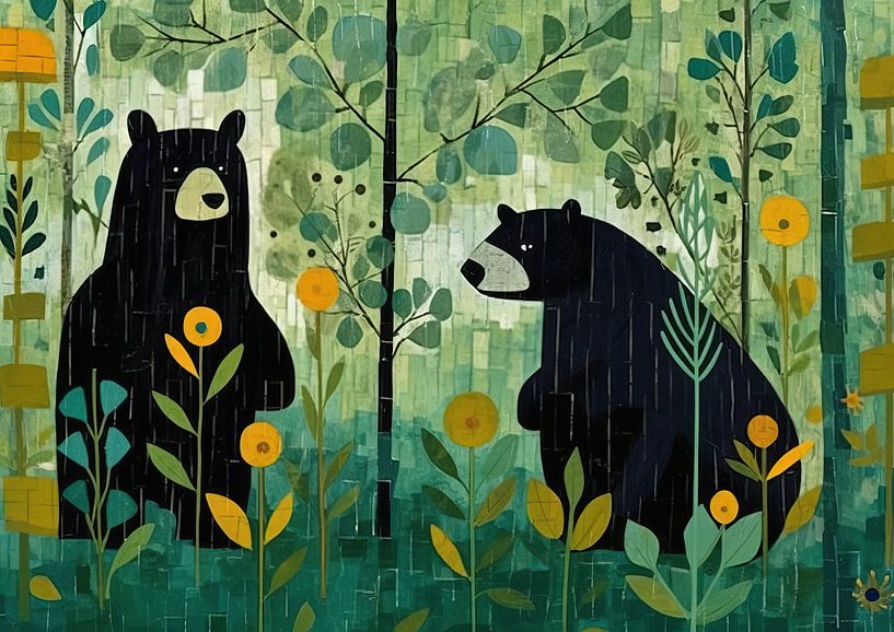 Painting Abstract Bears | Bear Talk by ARTEO Paintings