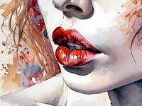 Lebendige Aquarellfarbe macht die Lippen zum Blickfang